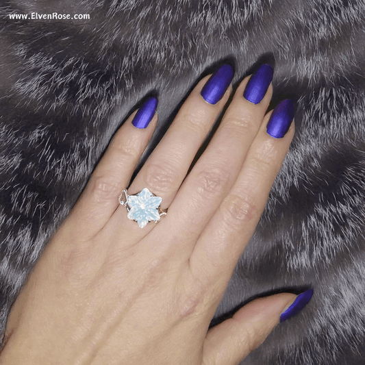 "Blooming Starlight" Fantasy Crystal Ring - Elven Rose