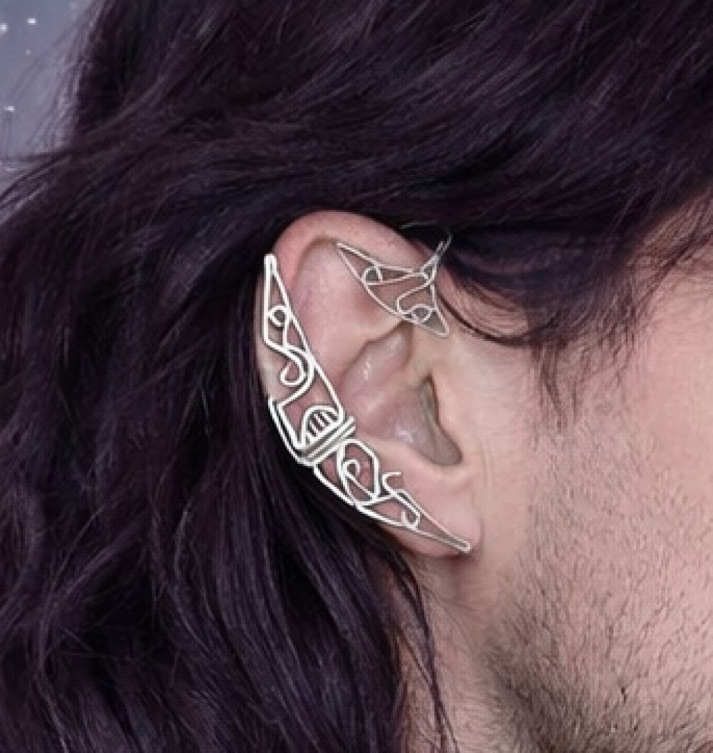 Elven Crescent Moon Ear Cuff for Men - handmade - Earrings, Elven Rose