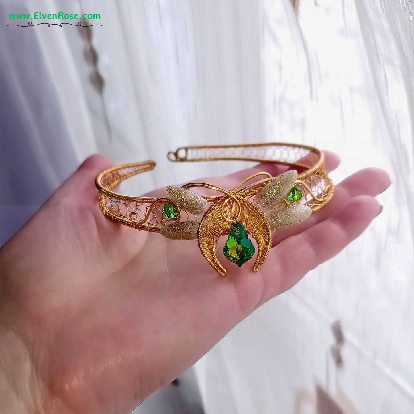 Emerald Moonbloom Elven Armband - Elven Rose