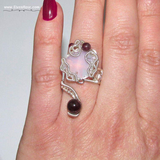 "Magic Mirror" Fantasy Crystal Ring - Elven Rose