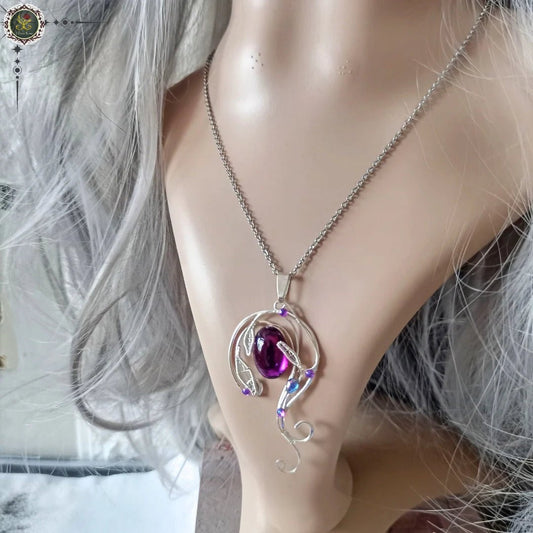 "Mystical Violet Lake Pendant" Fantasy Crystal Necklace - Elven Rose