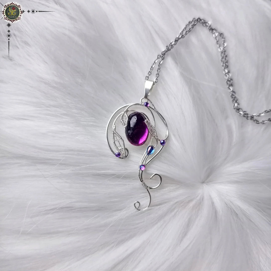"Mystical Violet Lake Pendant" Fantasy Crystal Necklace - Elven Rose