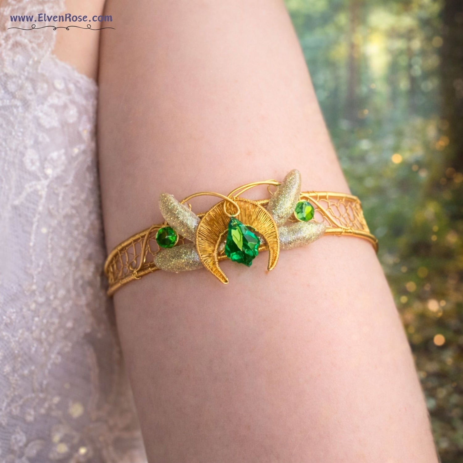 Emerald Moonbloom Elven Armband - Elven Rose