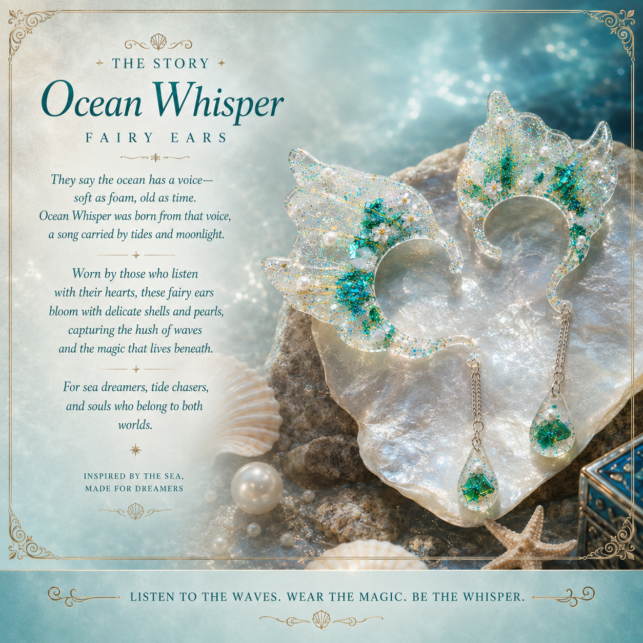 "Ocean Whisper Fairy Ears" Mermaid Ear Jewelry