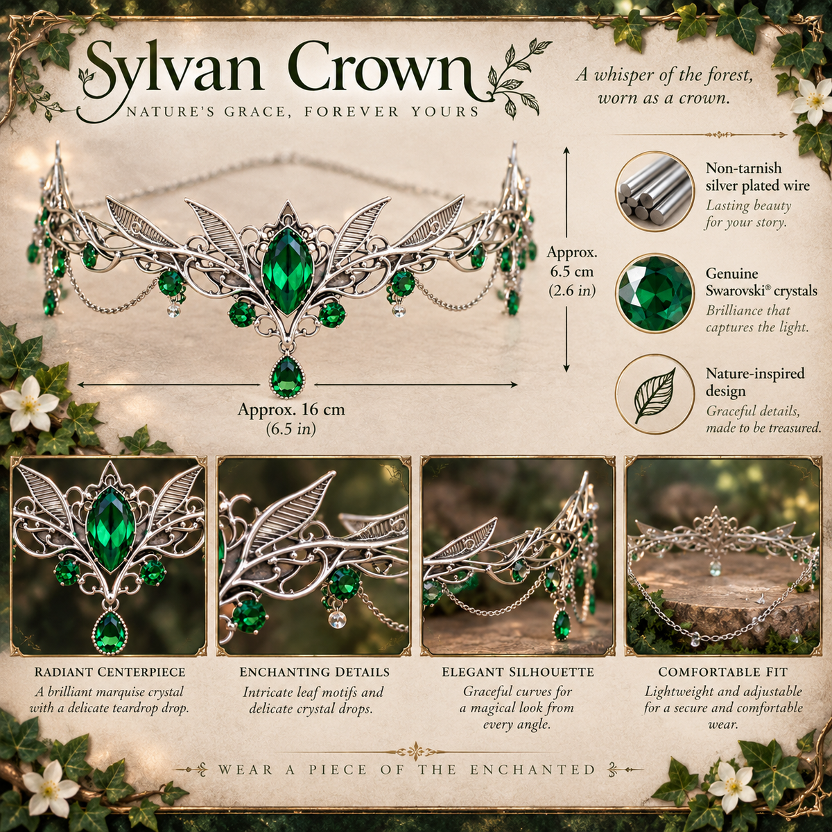 The Sylvan Crown size and material details