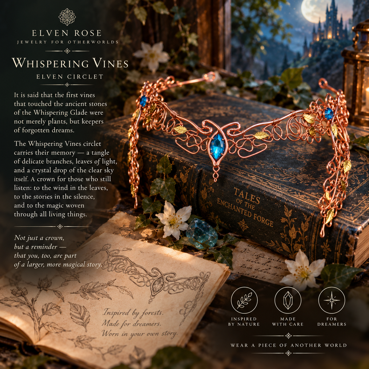 Whispering Vines circlet story scene inspired by enchanted forests