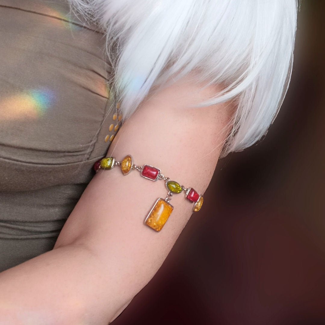 Amber Glow Adjustable Upper Arm Bracelet - Elven Rose