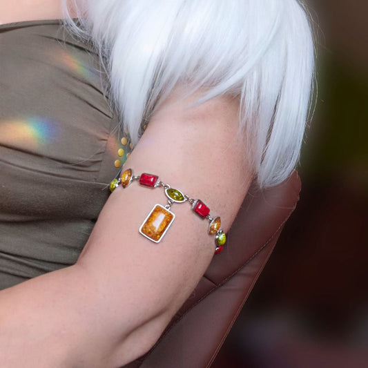 Amber Glow Adjustable Upper Arm Bracelet - Elven Rose