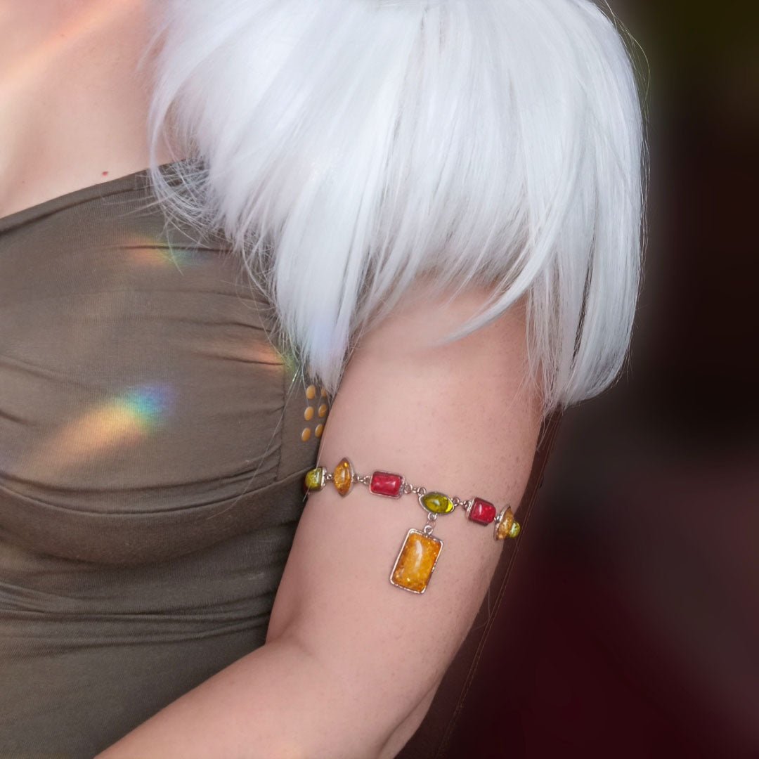 Amber Glow Adjustable Upper Arm Bracelet - Elven Rose