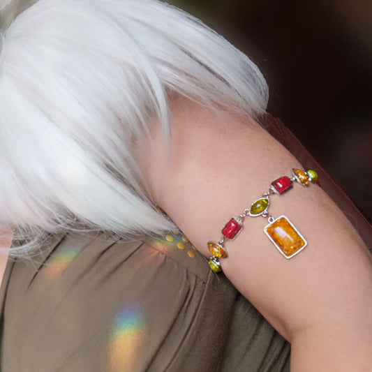 Amber Glow Adjustable Upper Arm Bracelet - Elven Rose