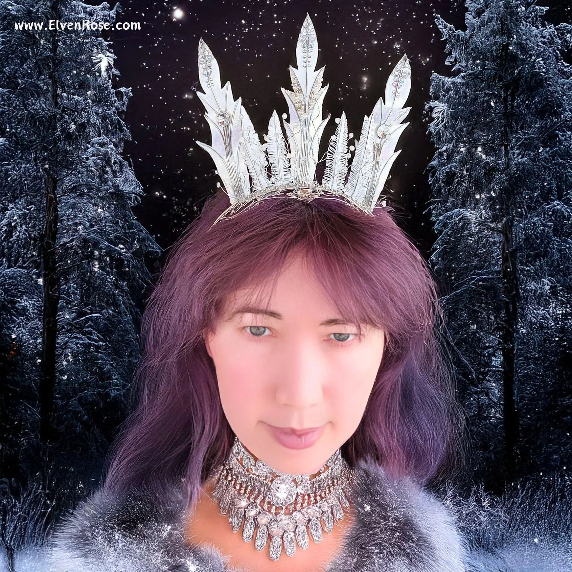 Aurora Frost Crown - Elven Rose