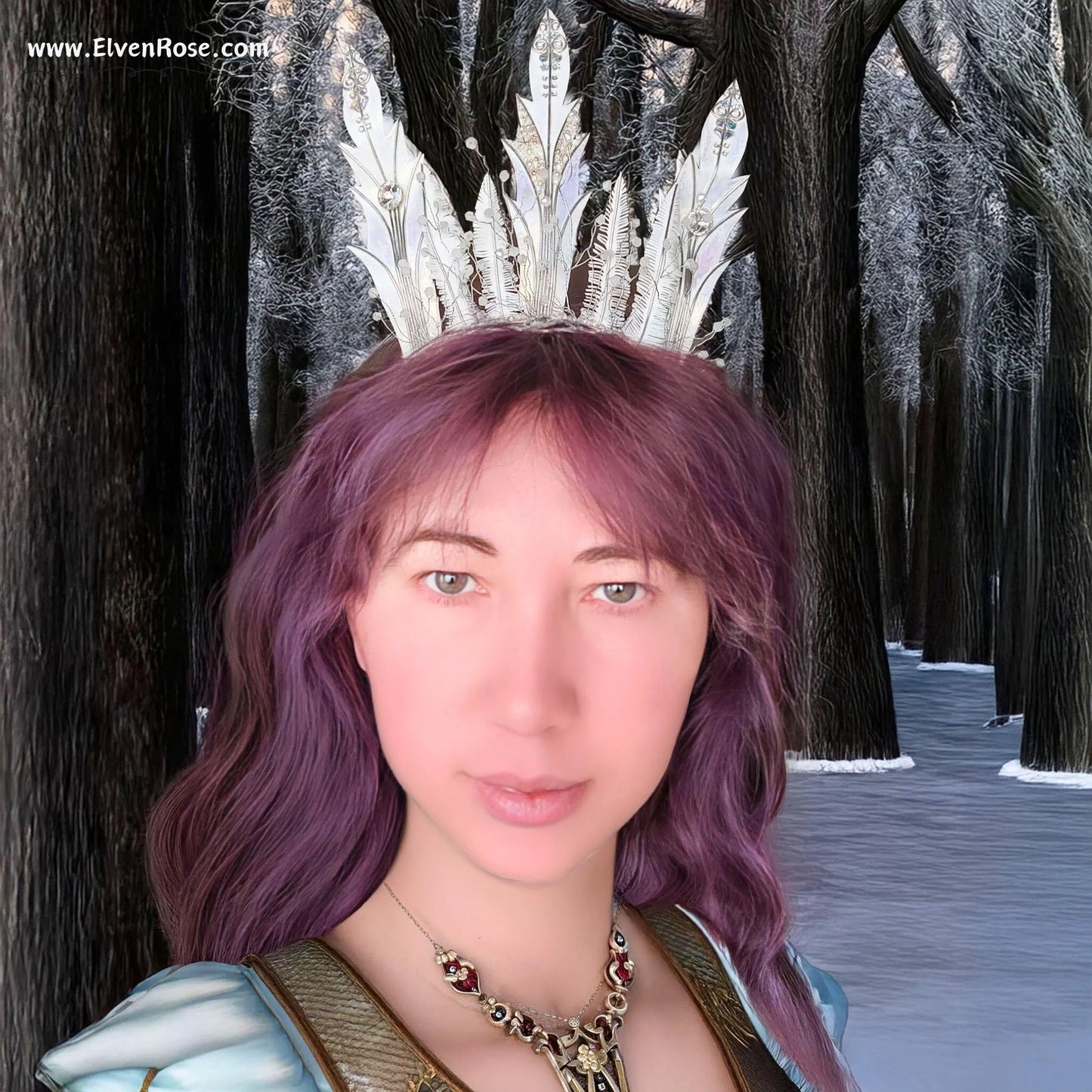 Aurora Frost Crown - Elven Rose