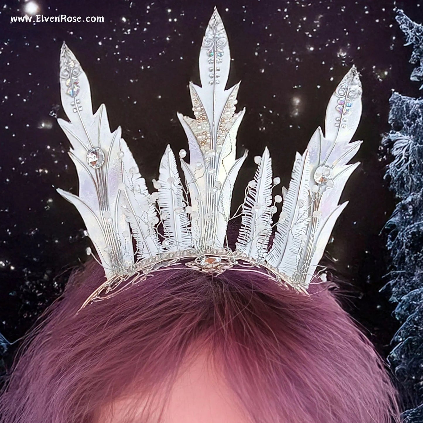 Aurora Frost Crown - Elven Rose