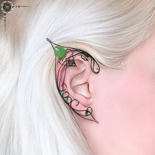 "Black Bird Elf Ear Cuffs" Fantasy Elf Ears Earrings - Elven Rose