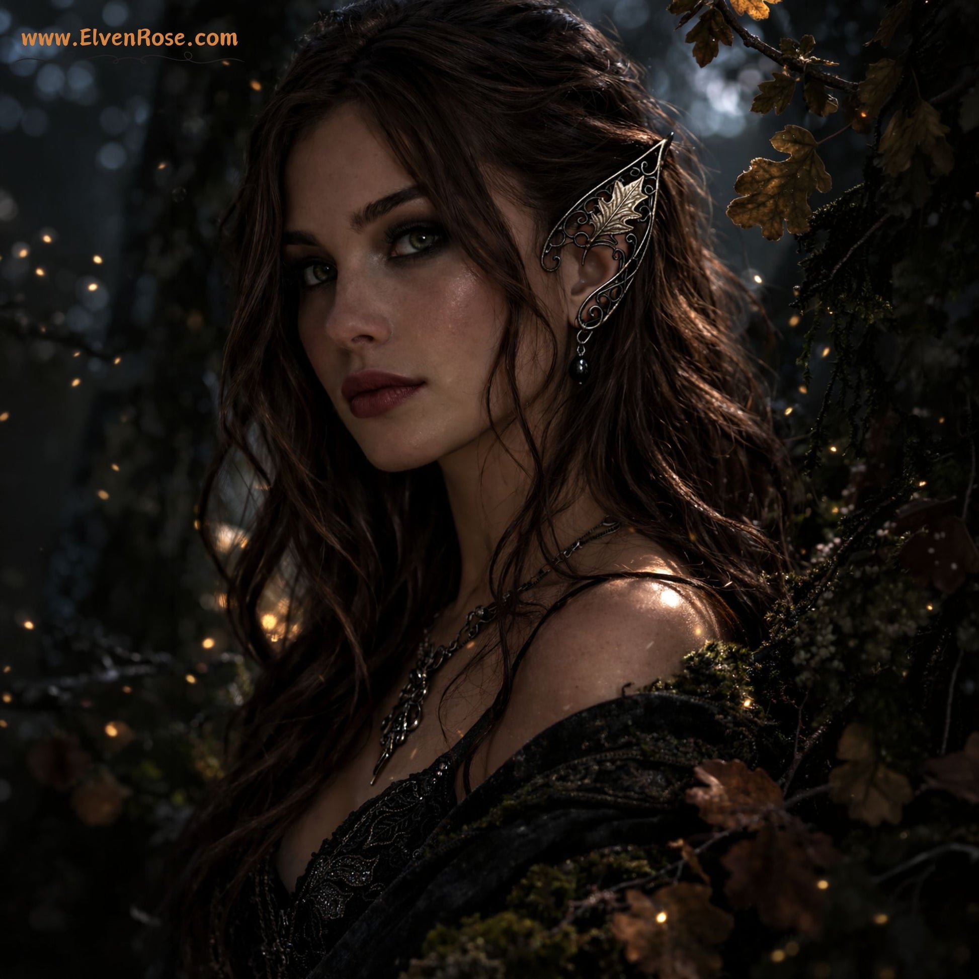 "Black Shadowdancer" Fantasy Dark Elf Earrings - Elven Rose