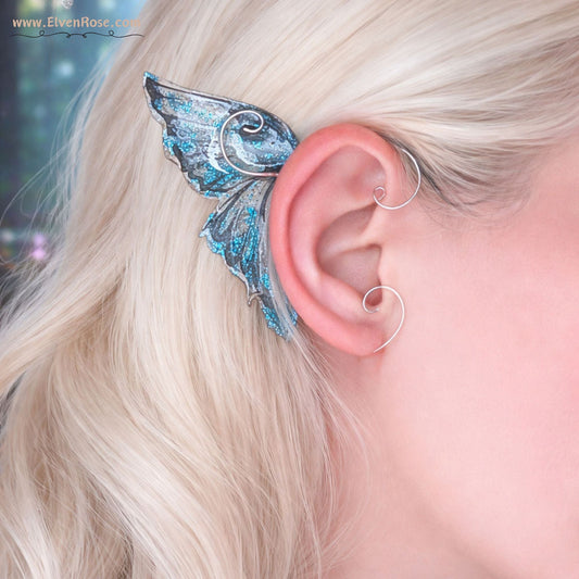 Blue Fairy Ear Wrap Earrings - Elven Rose