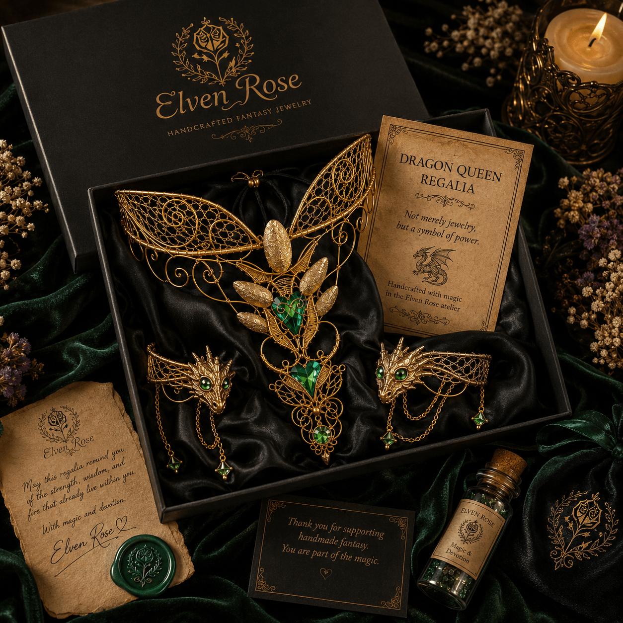 Dragon Queen Regalia – Fantasy Jewelry for Queens and Dragon Riders - Elven Rose