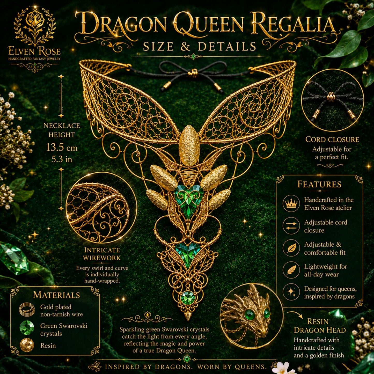 Dragon Queen Regalia – Fantasy Jewelry for Queens and Dragon Riders - Elven Rose