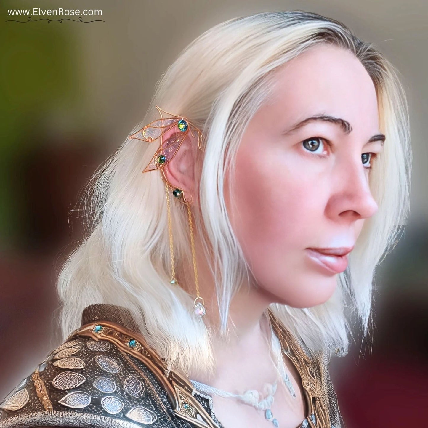 Dragonfly Elf Ear Cuffs - Elven Rose
