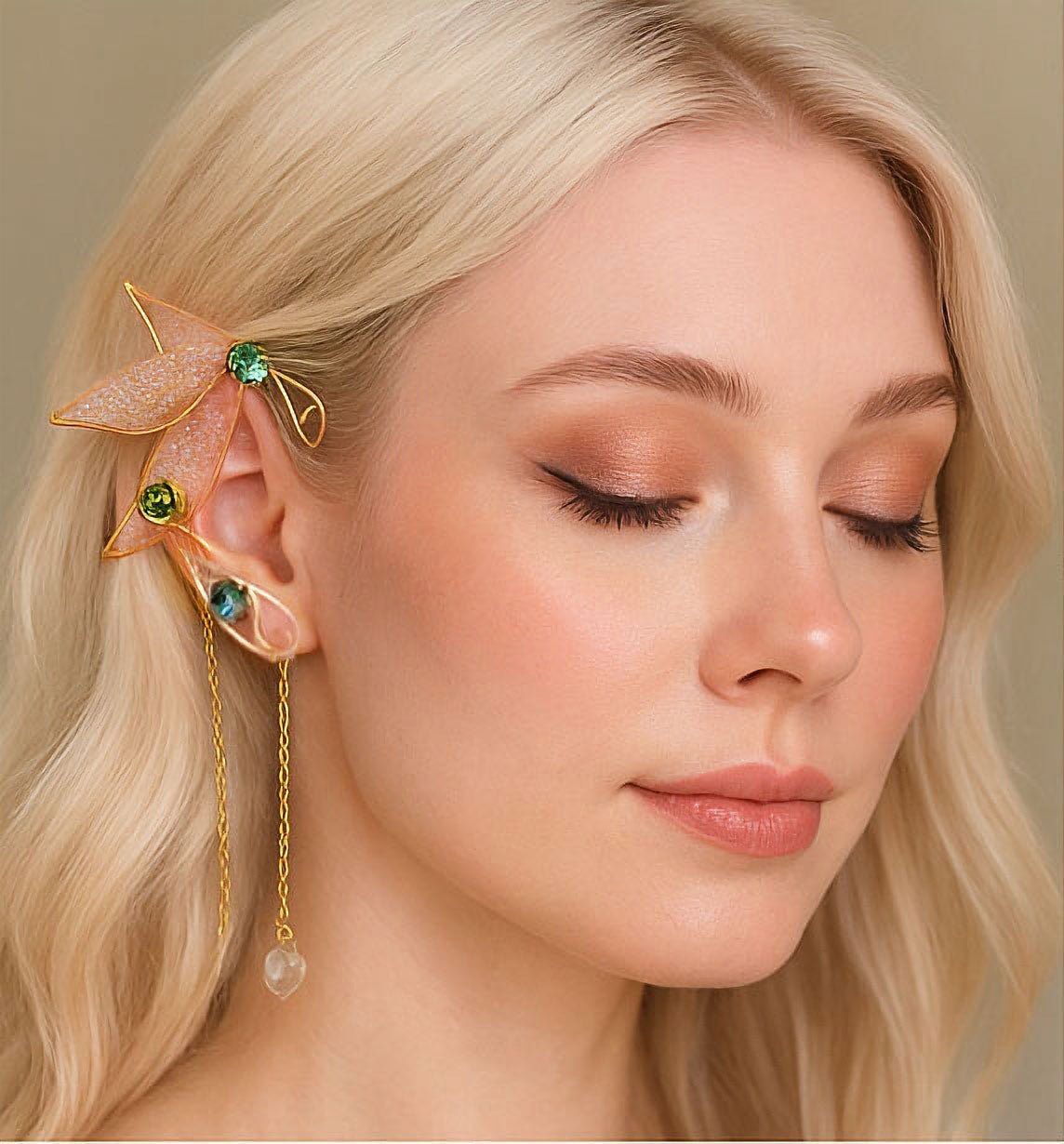 Dragonfly Elf Ear Cuffs - Elven Rose
