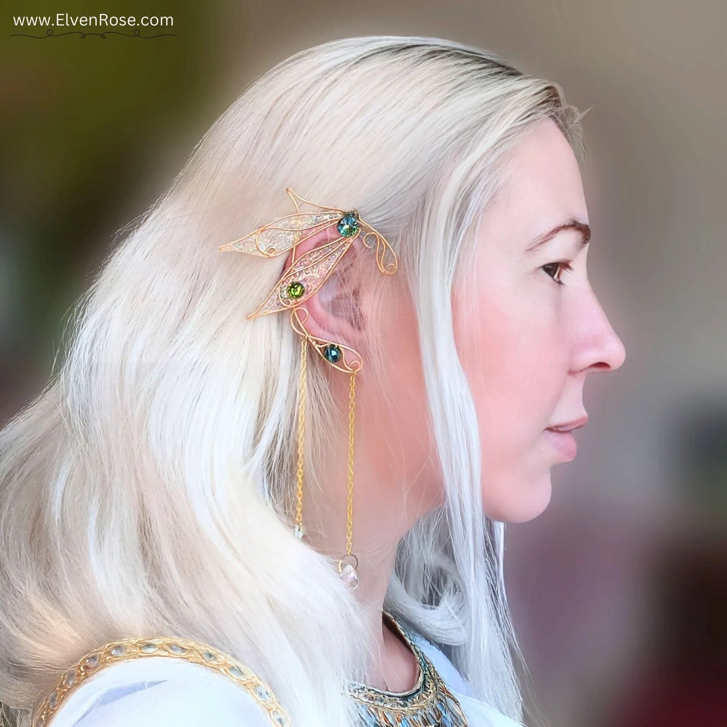 Dragonfly Elf Ear Cuffs - Elven Rose