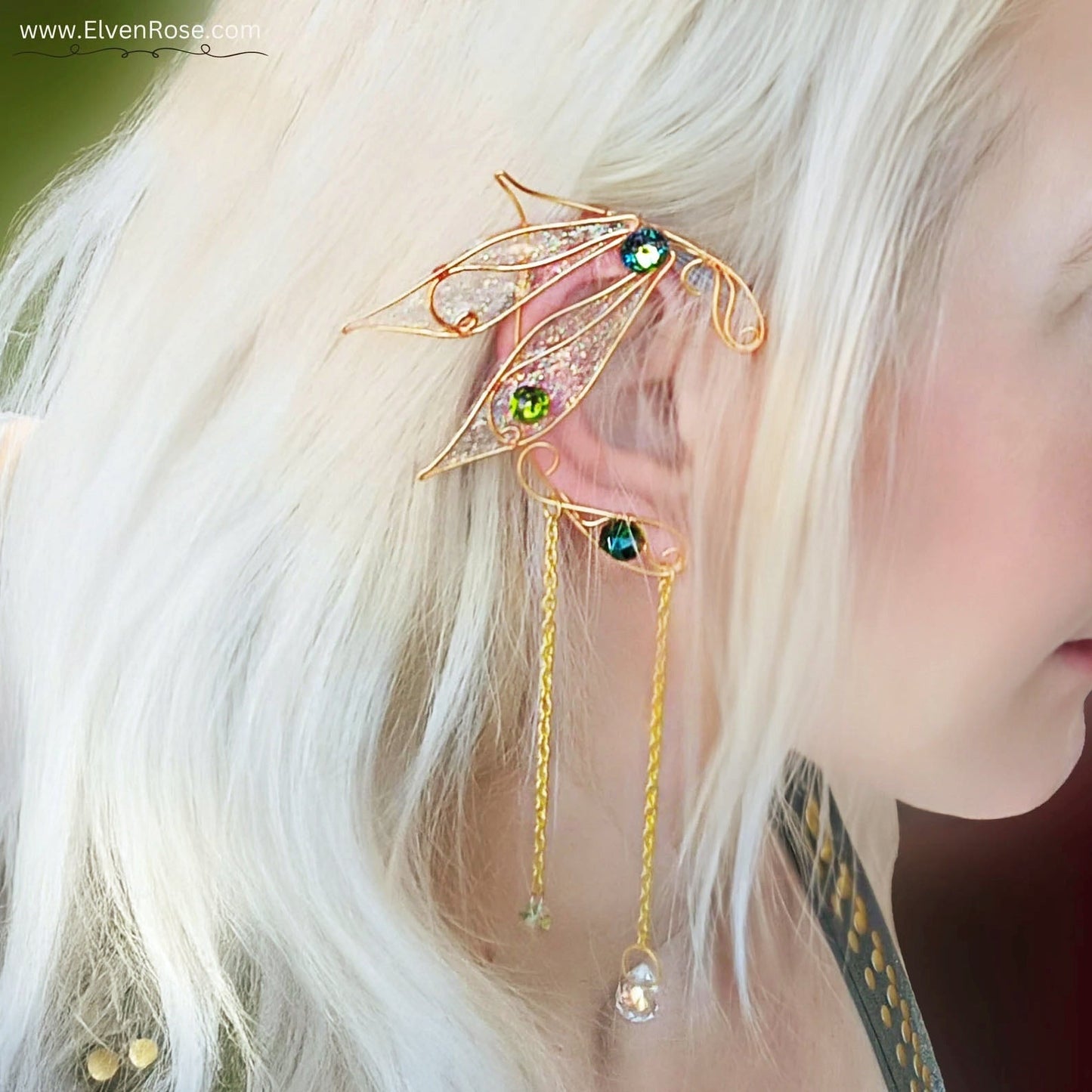 Dragonfly Elf Ear Cuffs - Elven Rose