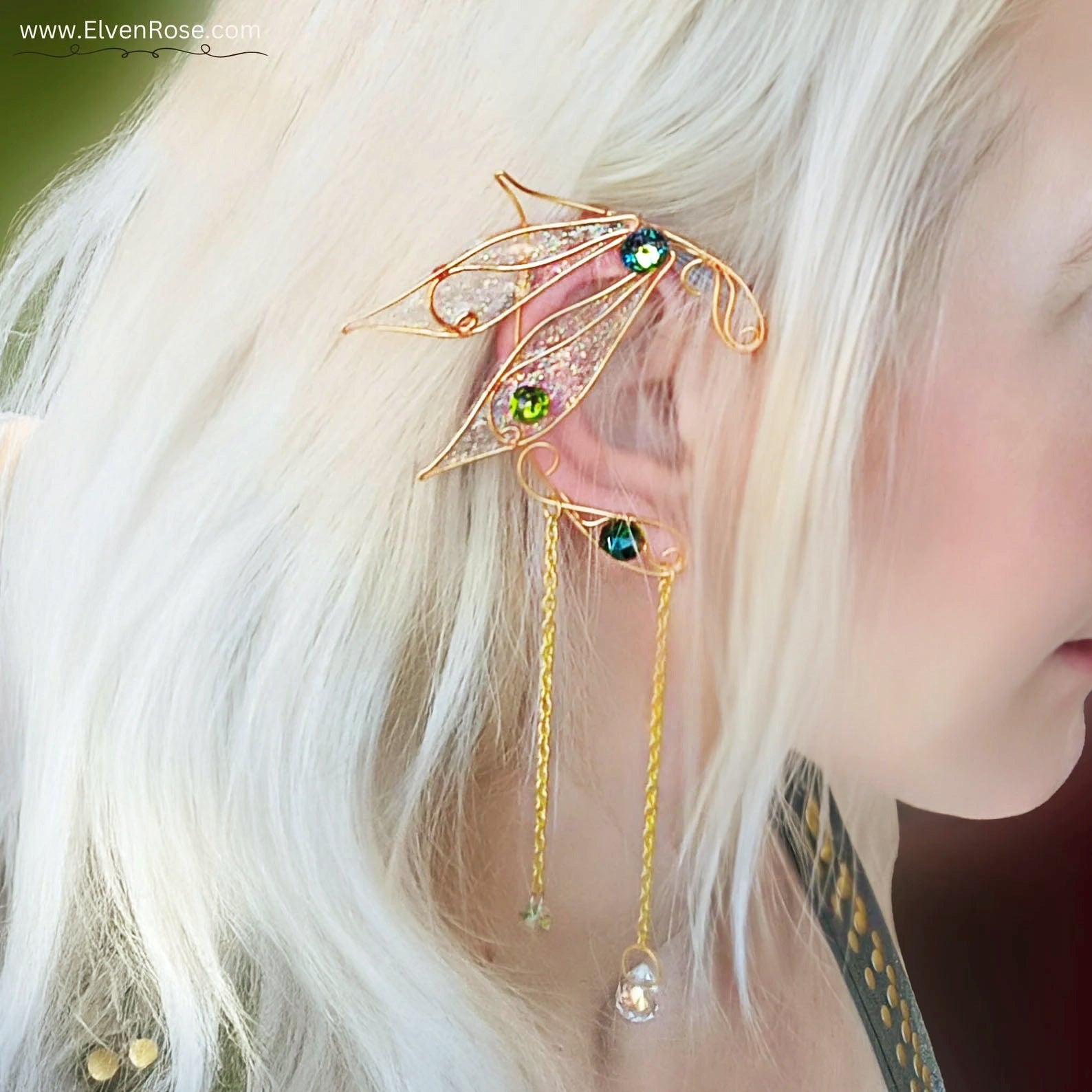 Dragonfly Elf Ear Cuffs - Elven Rose
