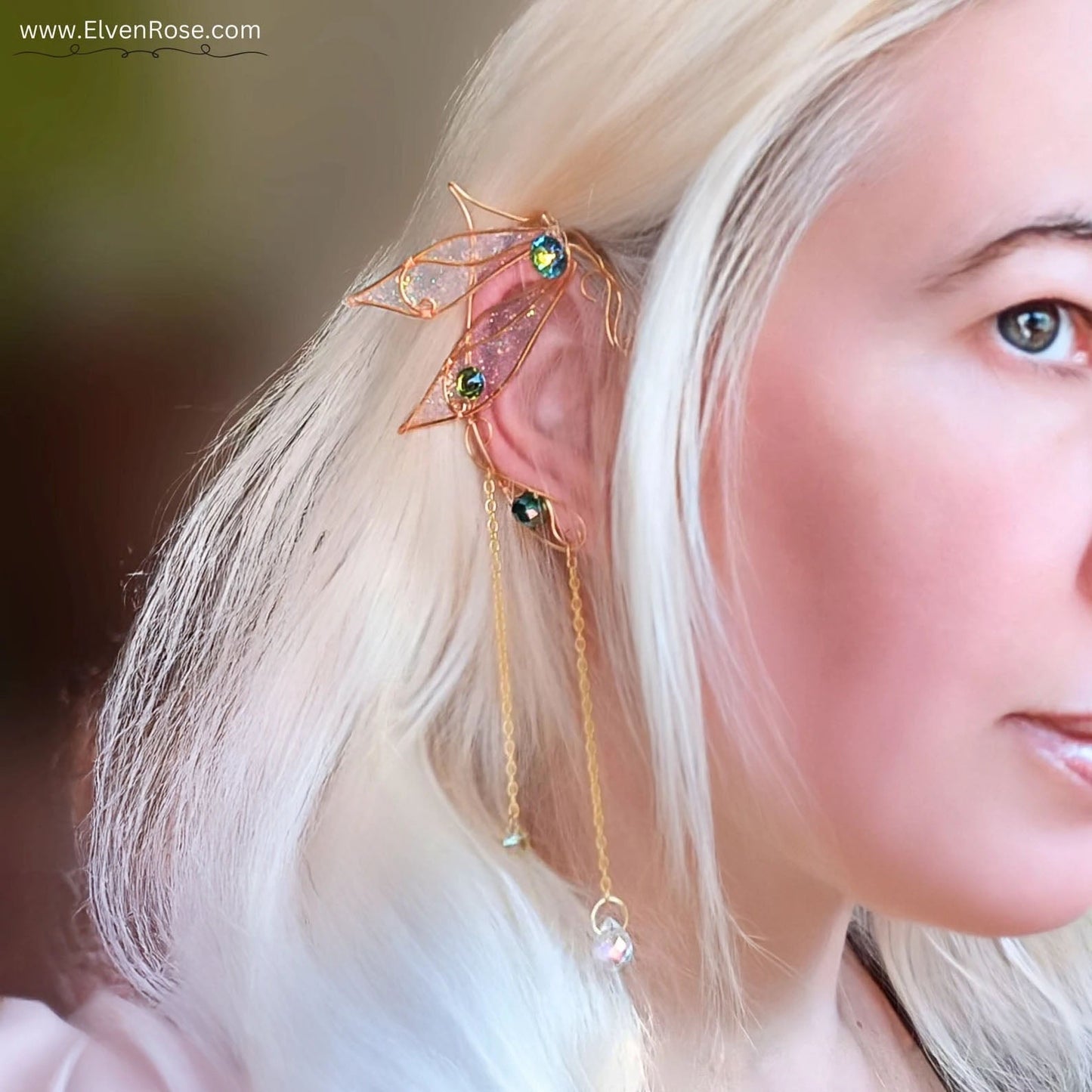 Dragonfly Elf Ear Cuffs - Elven Rose
