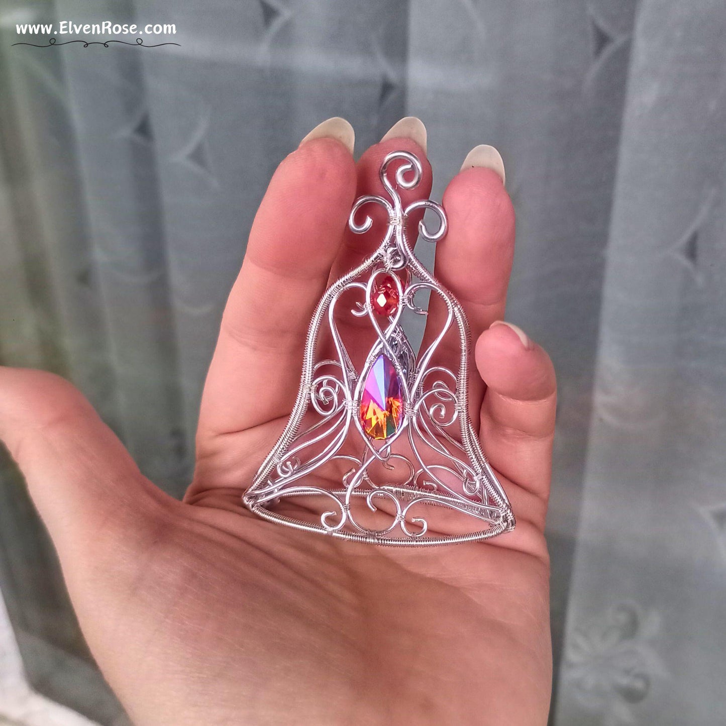 Elven Bell Suncatcher / Ornament - Elven Rose