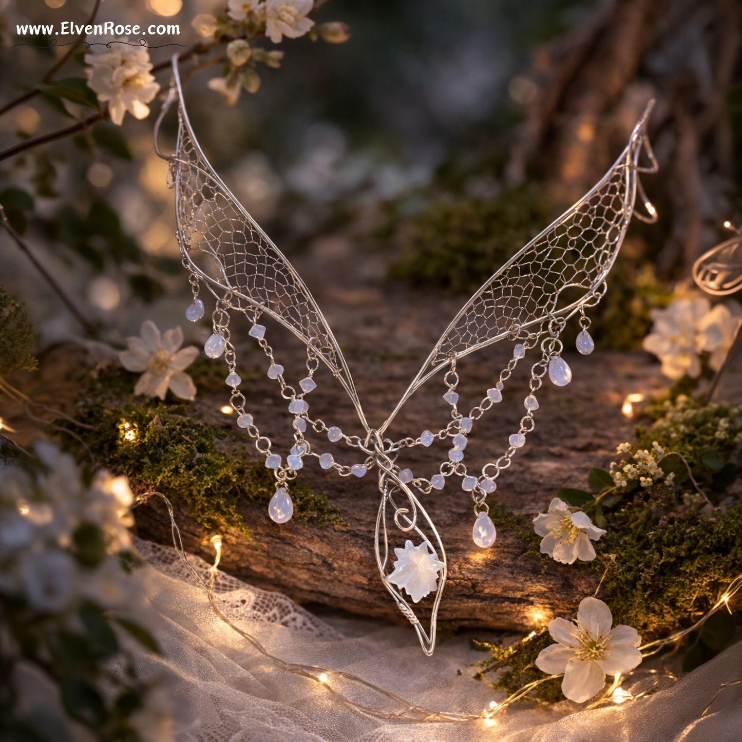 Elven Bride Moonveil Necklace - Elven Rose