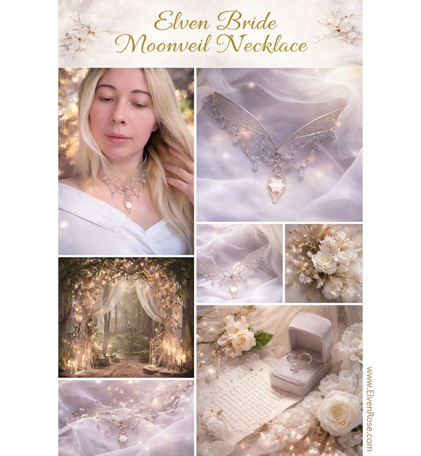 Elven Bride Moonveil Necklace - Elven Rose