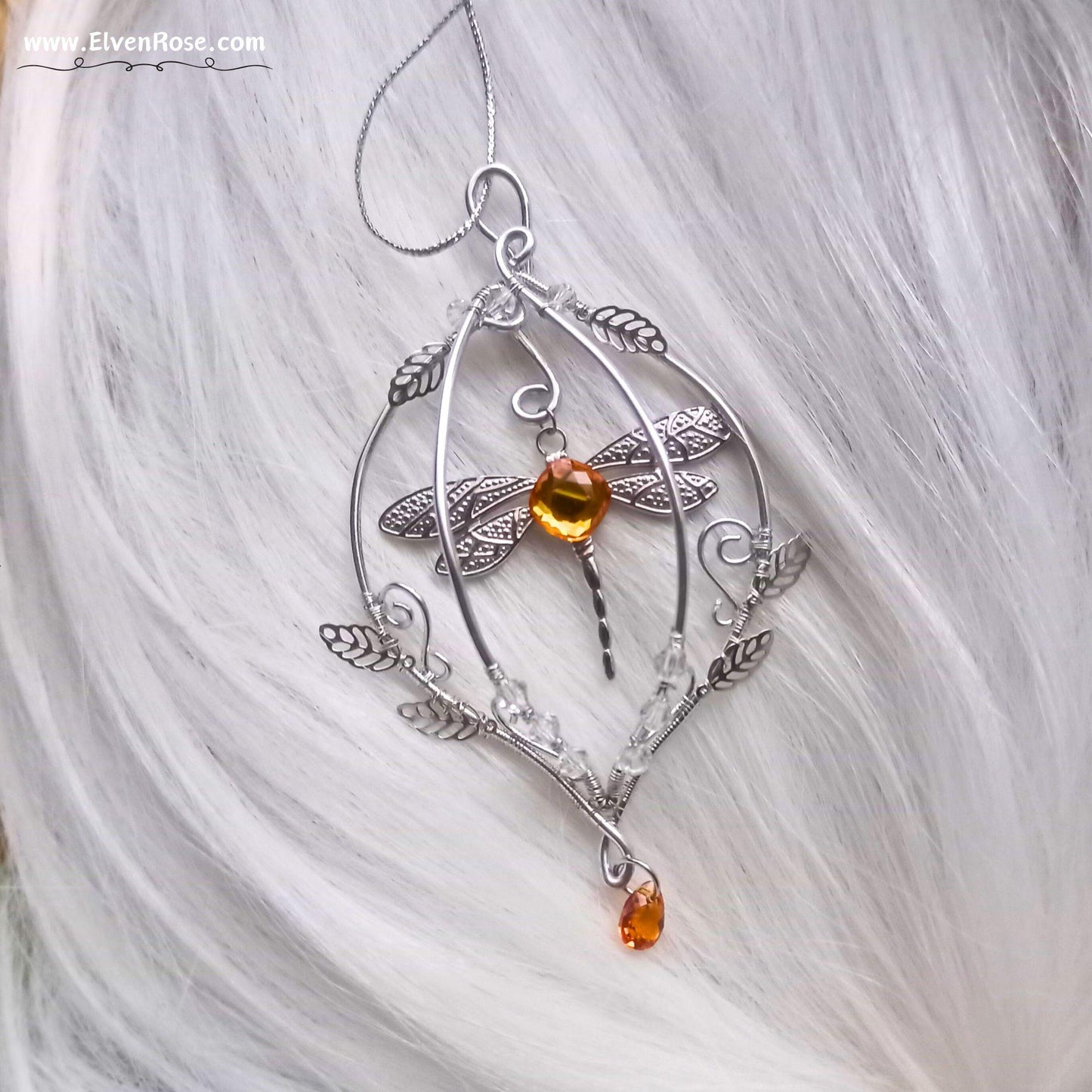 Elven Dragonfly Ornament | Elven Rose - Christmas Ornament