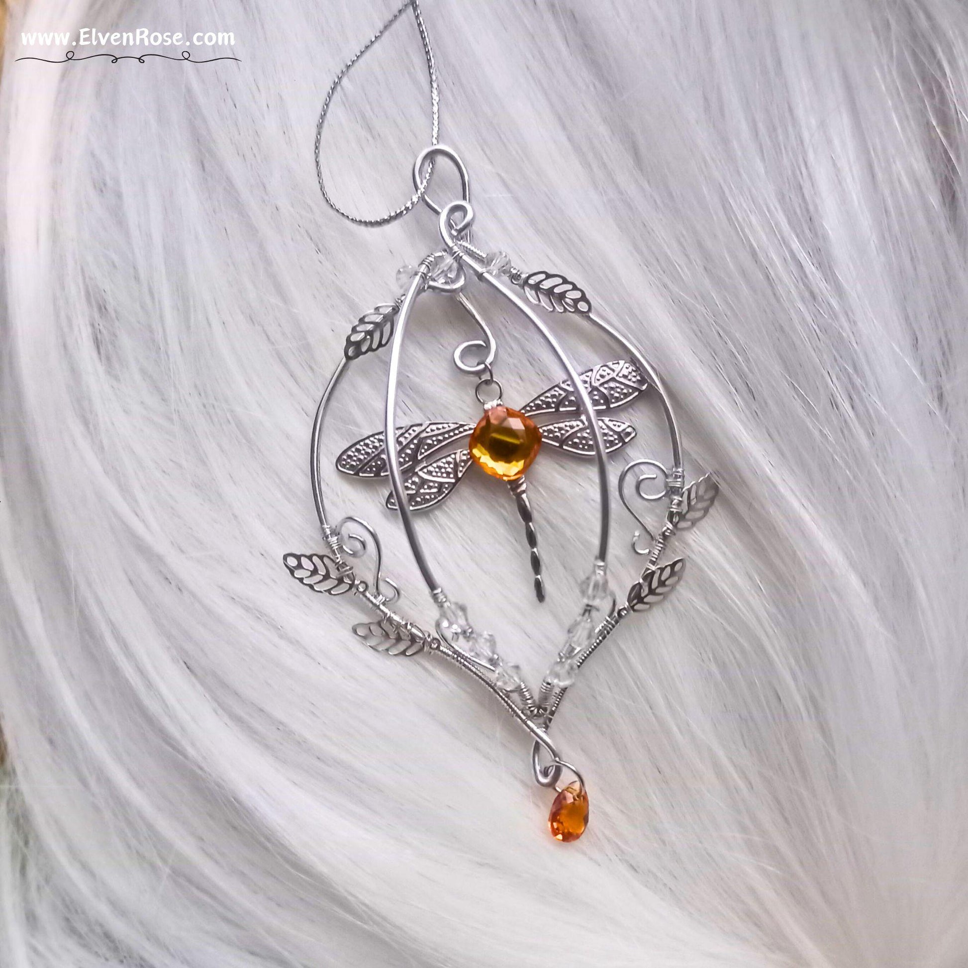 Elven Dragonfly Ornament | Elven Rose - Christmas Ornament
