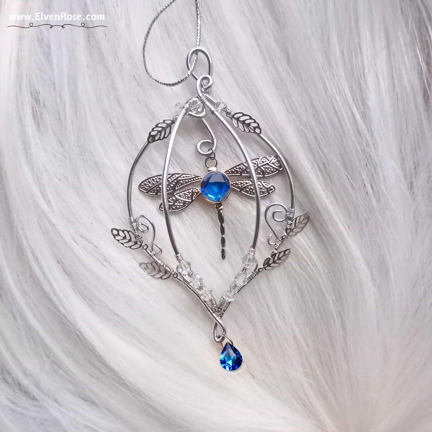 Elven Dragonfly Ornament | Elven Rose - Christmas Ornament