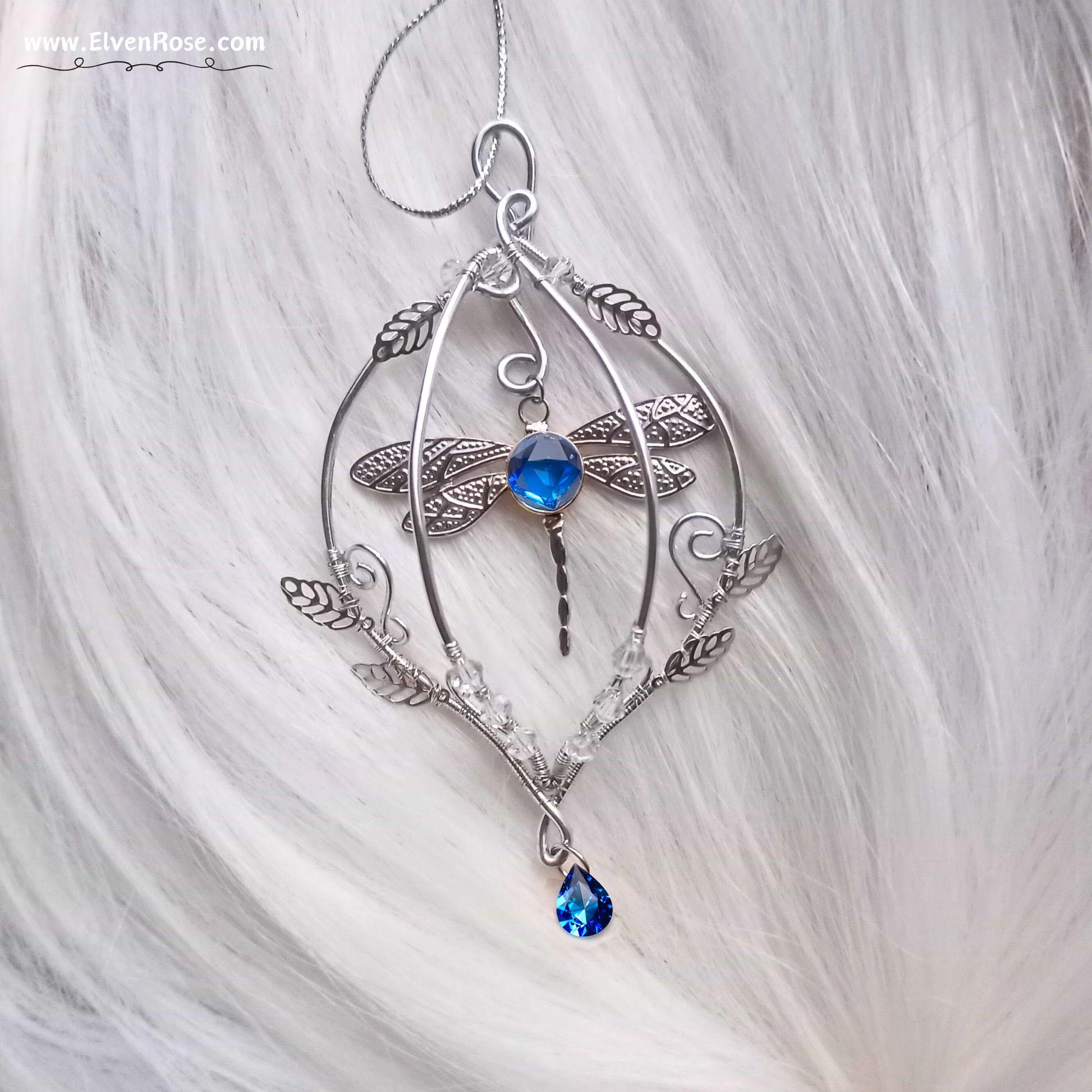 Elven Dragonfly Ornament | Elven Rose - Christmas Ornament
