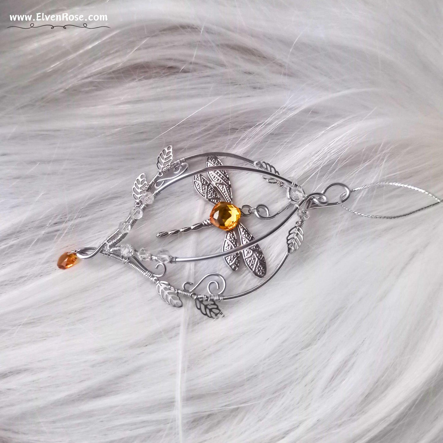Elven Dragonfly Ornament | Elven Rose - Christmas Ornament