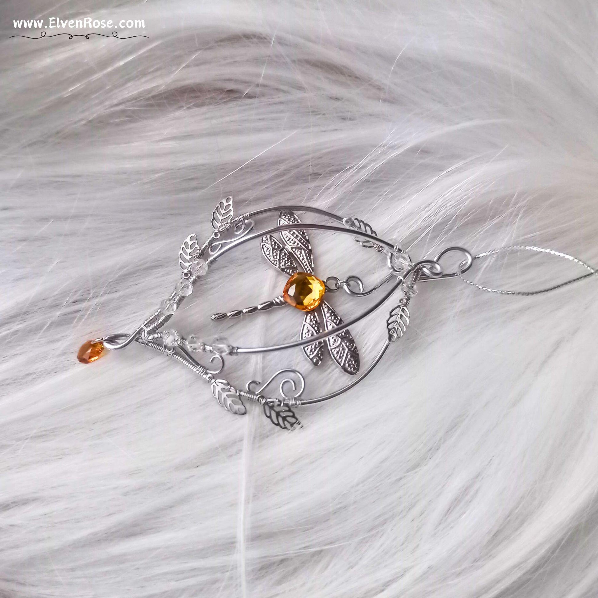Elven Dragonfly Ornament | Elven Rose - Christmas Ornament