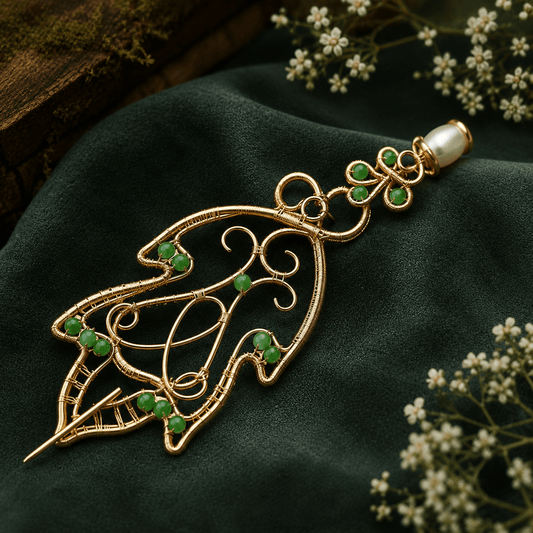 Elven Leaf Brooch & Cloak Clasp - Elven Rose