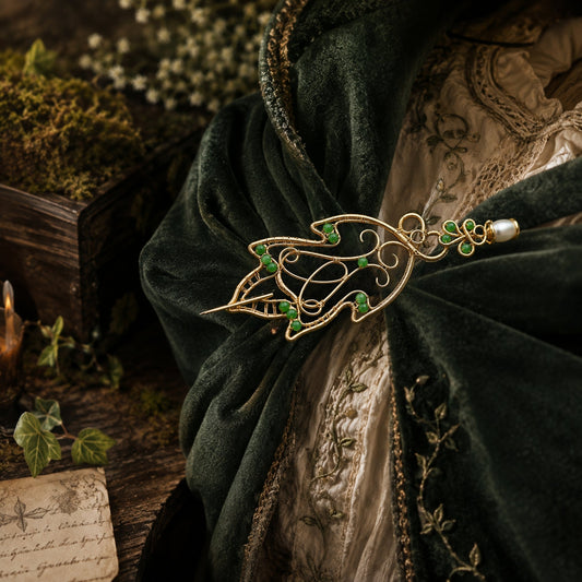 Elven Leaf Brooch & Cloak Clasp - Elven Rose