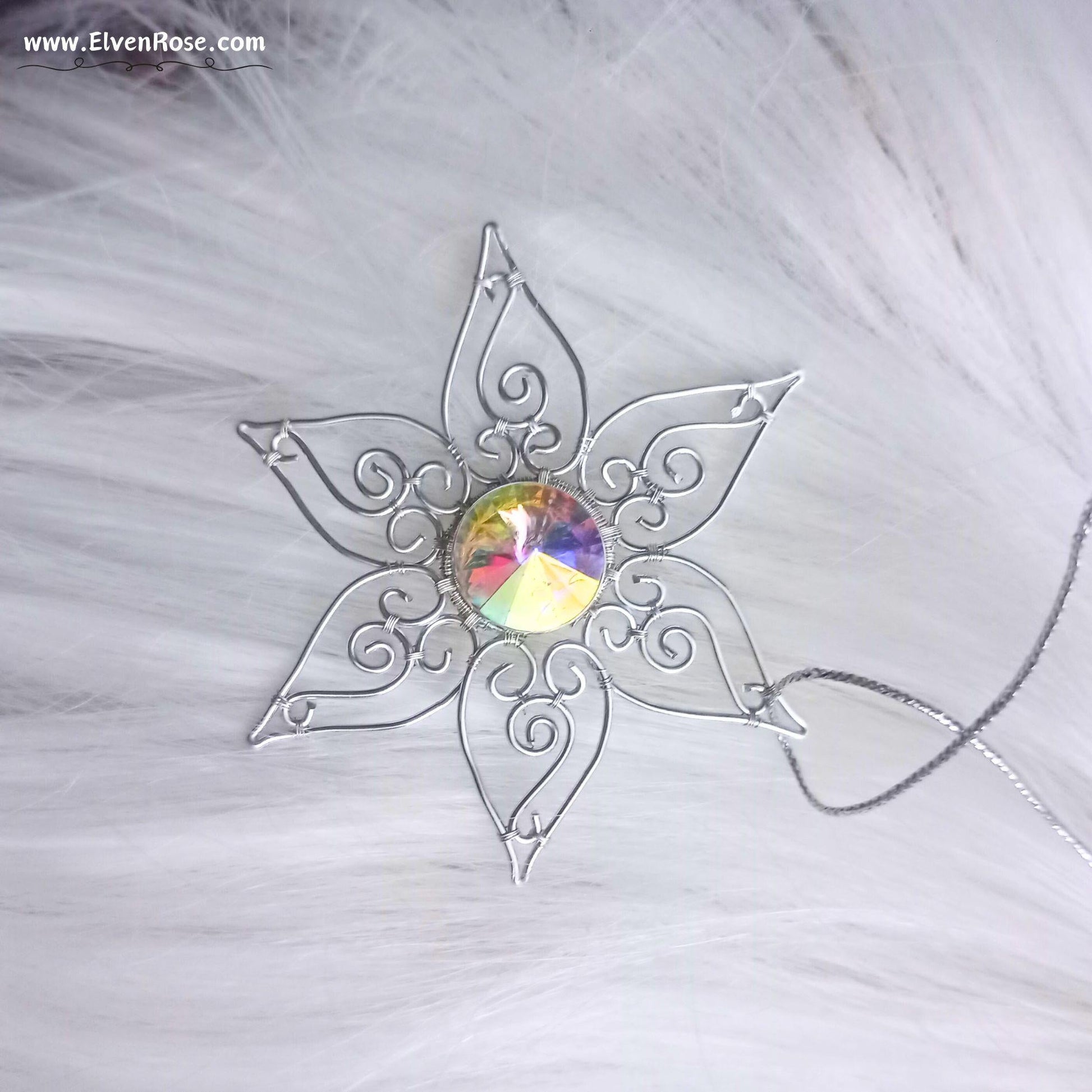Elven Star Crystal Suncatcher / Ornament - Elven Rose