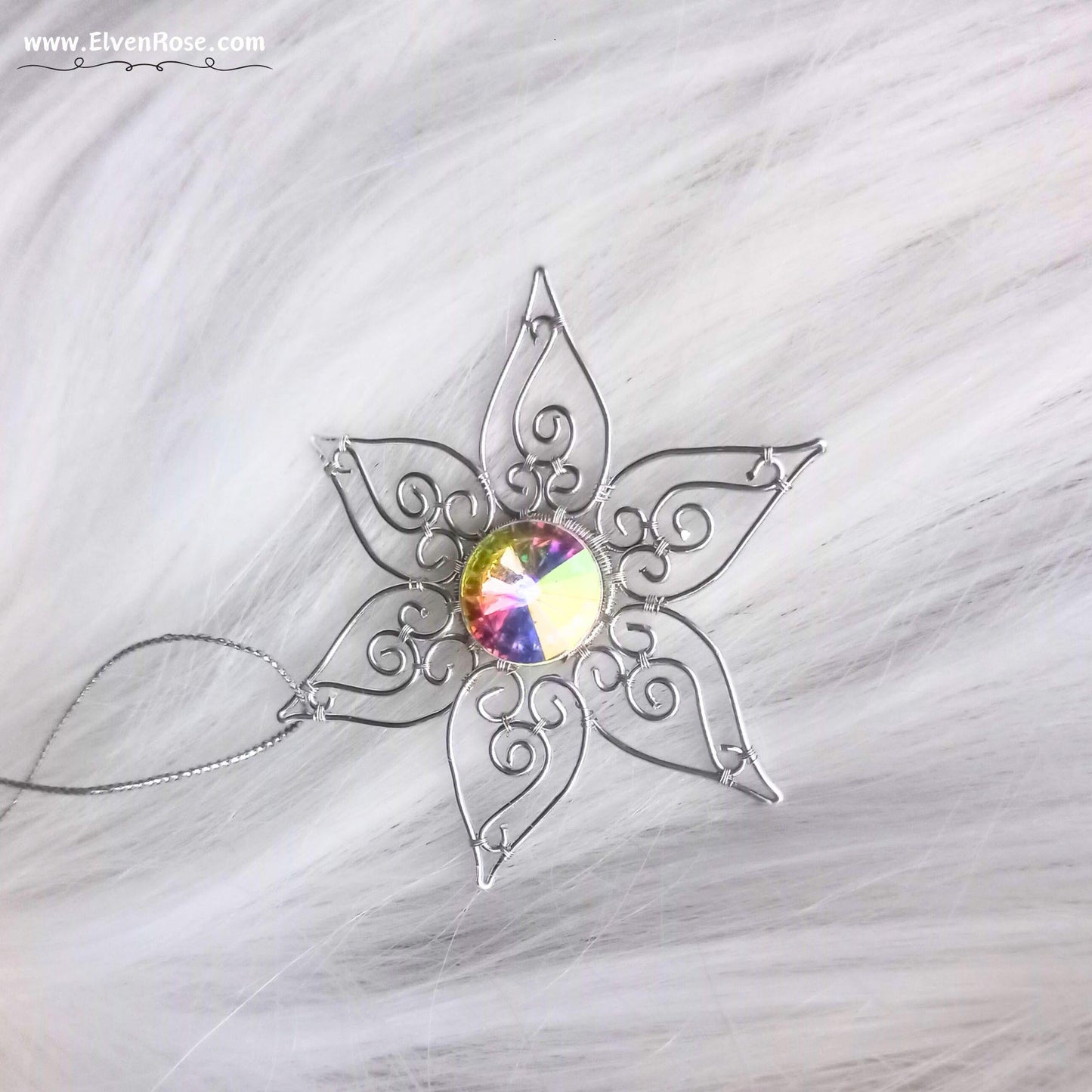 Elven Star Crystal Suncatcher / Ornament - Elven Rose