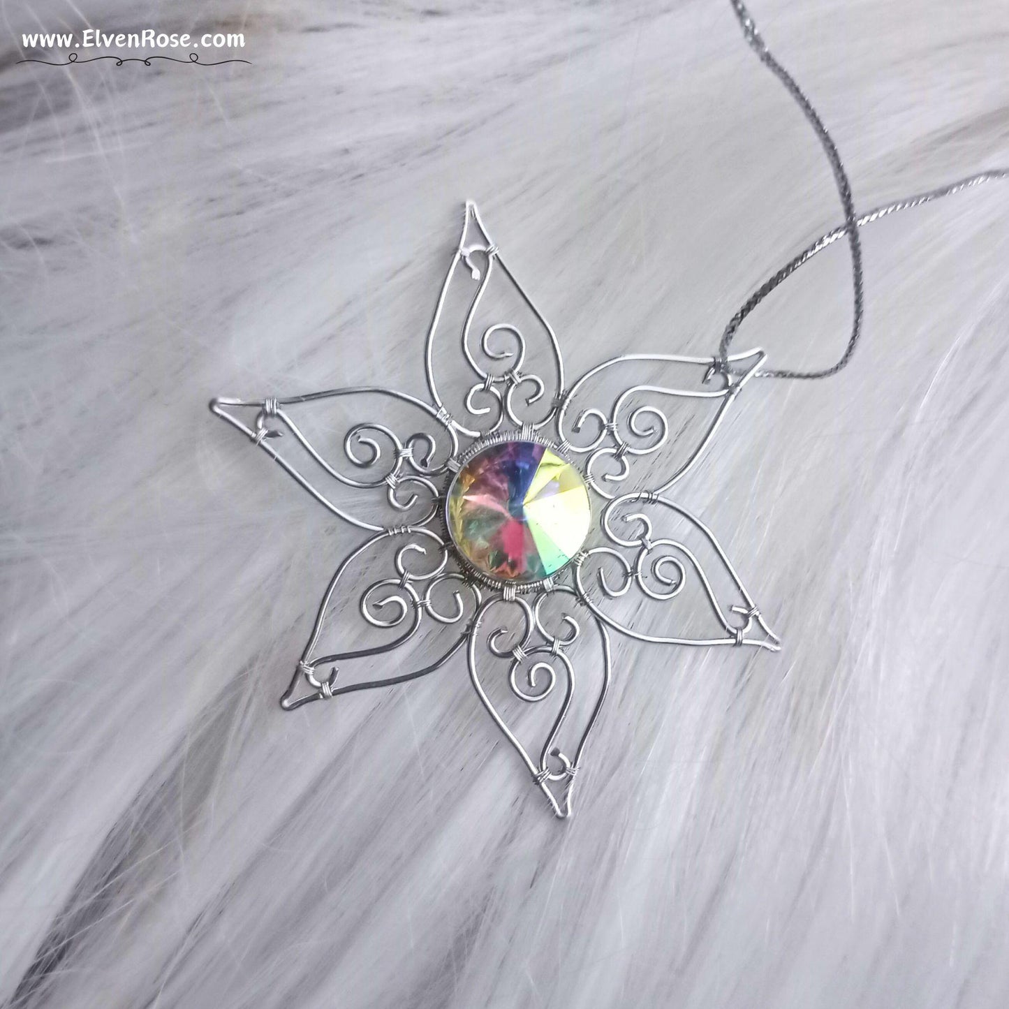 Elven Star Crystal Suncatcher / Ornament - Elven Rose