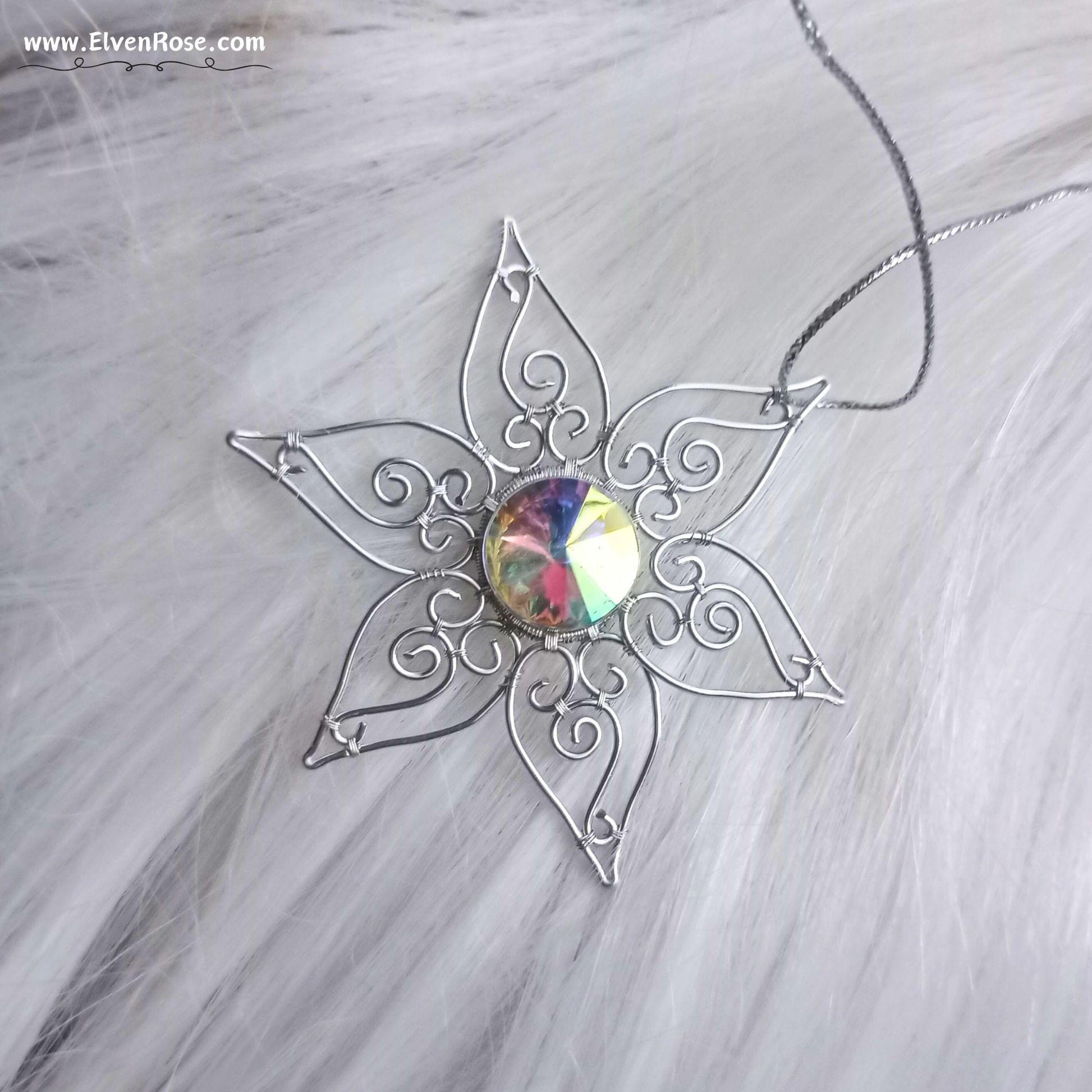 Elven Star Crystal Suncatcher / Ornament - Elven Rose