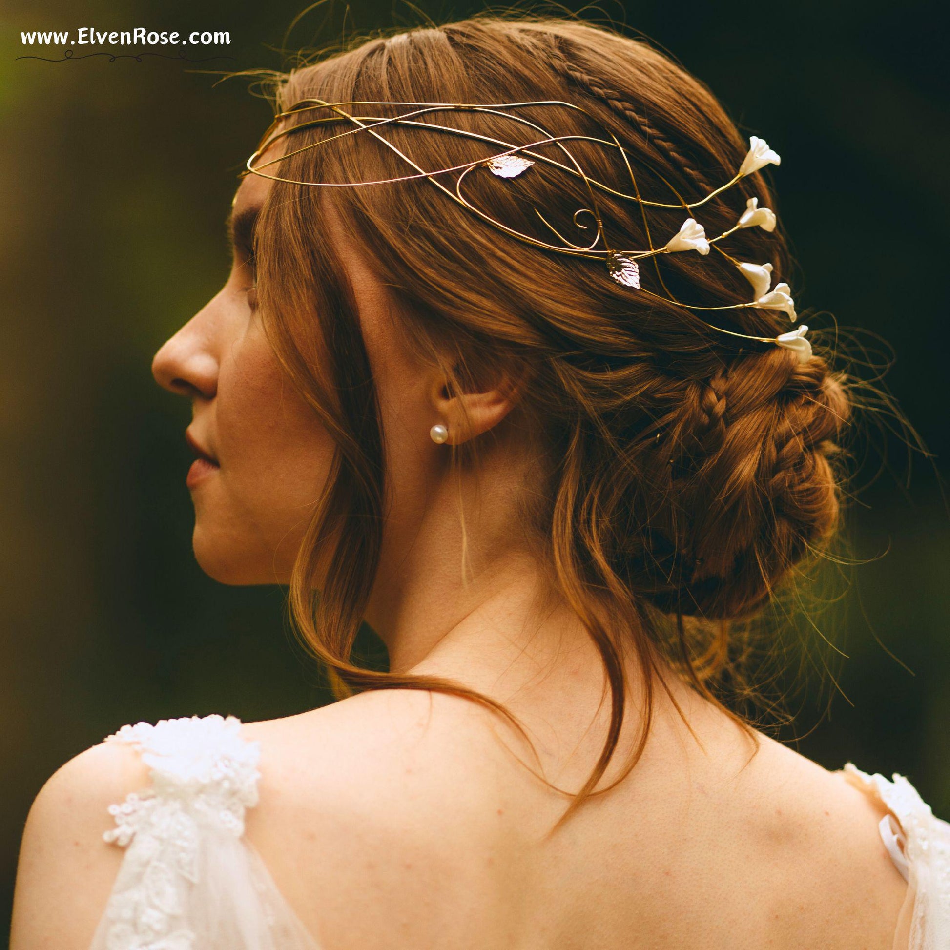 "Lady of Light" Elven Gold Tiara - Elven Rose