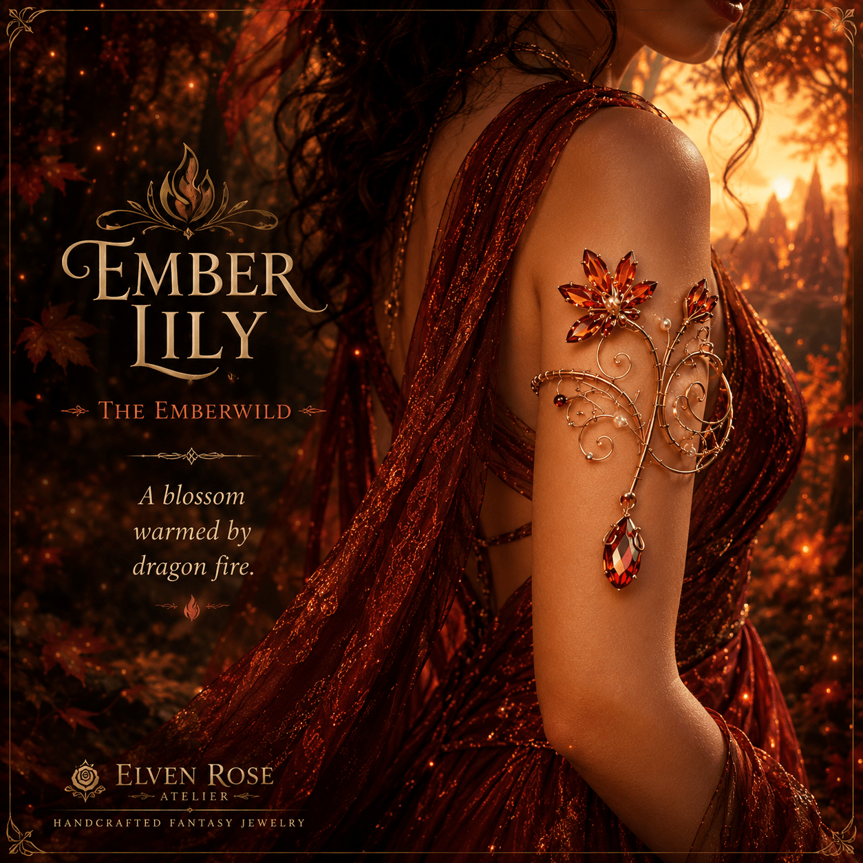 Ember Lily Arm Cuff - Elven Rose
