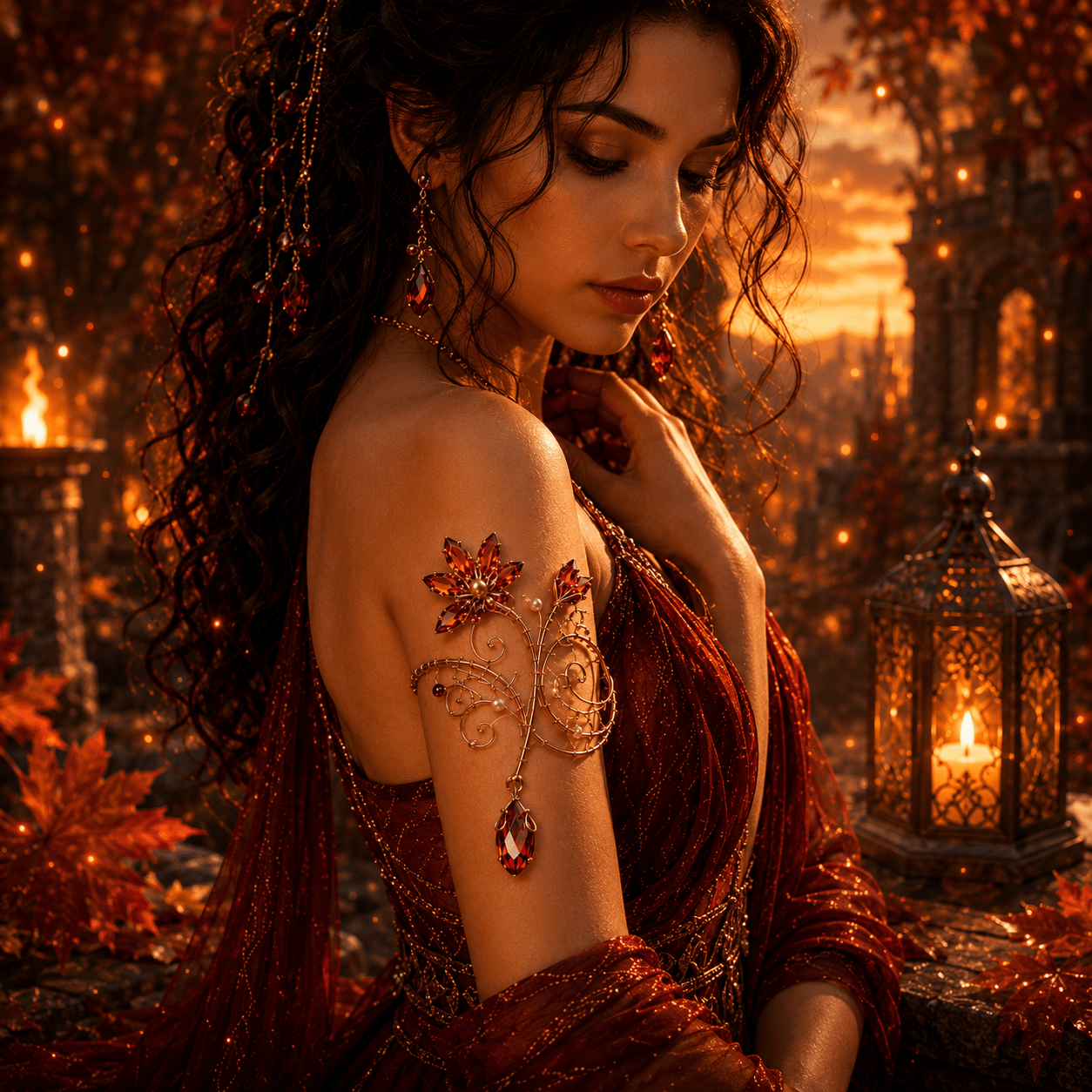 Ember Lily Arm Cuff - Elven Rose