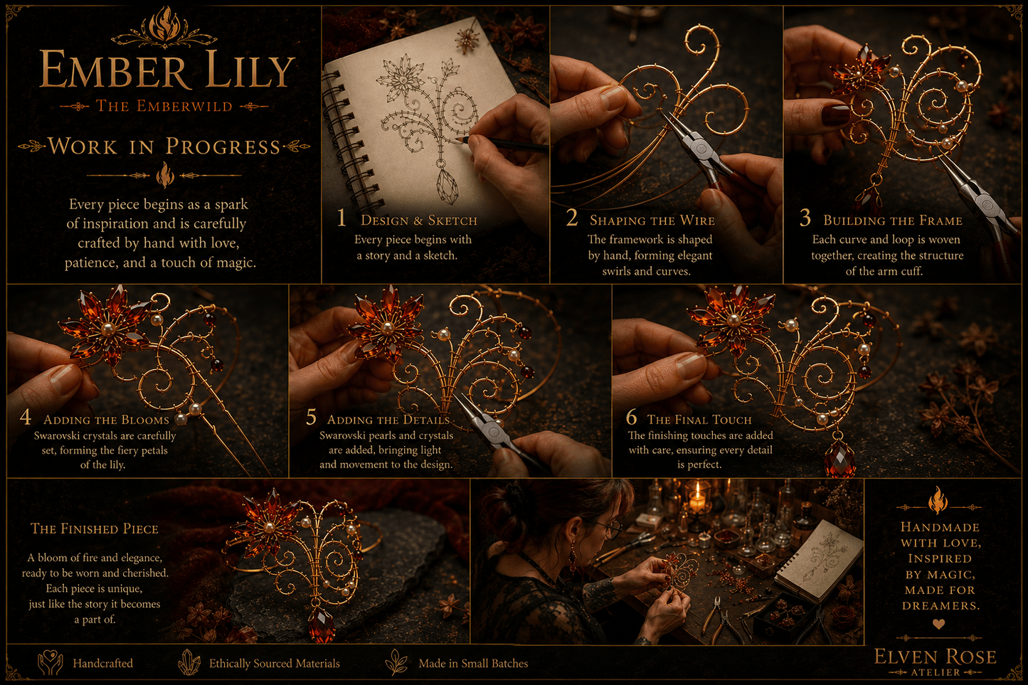 Ember Lily Arm Cuff - Elven Rose