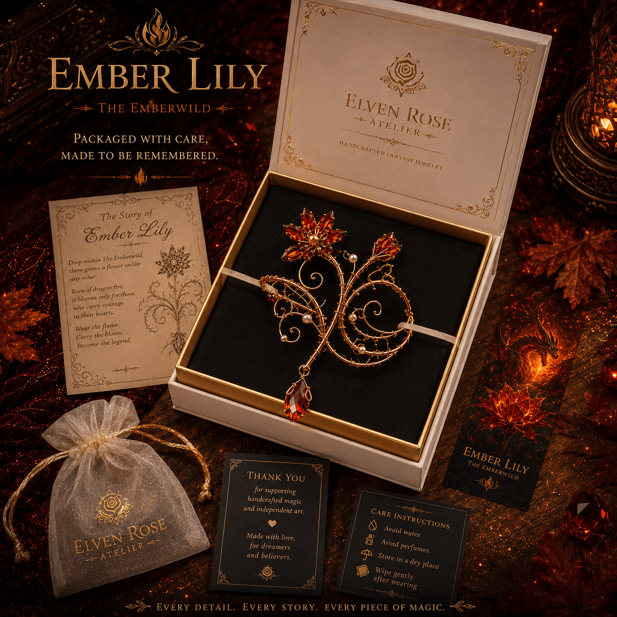 Ember Lily Arm Cuff - Elven Rose