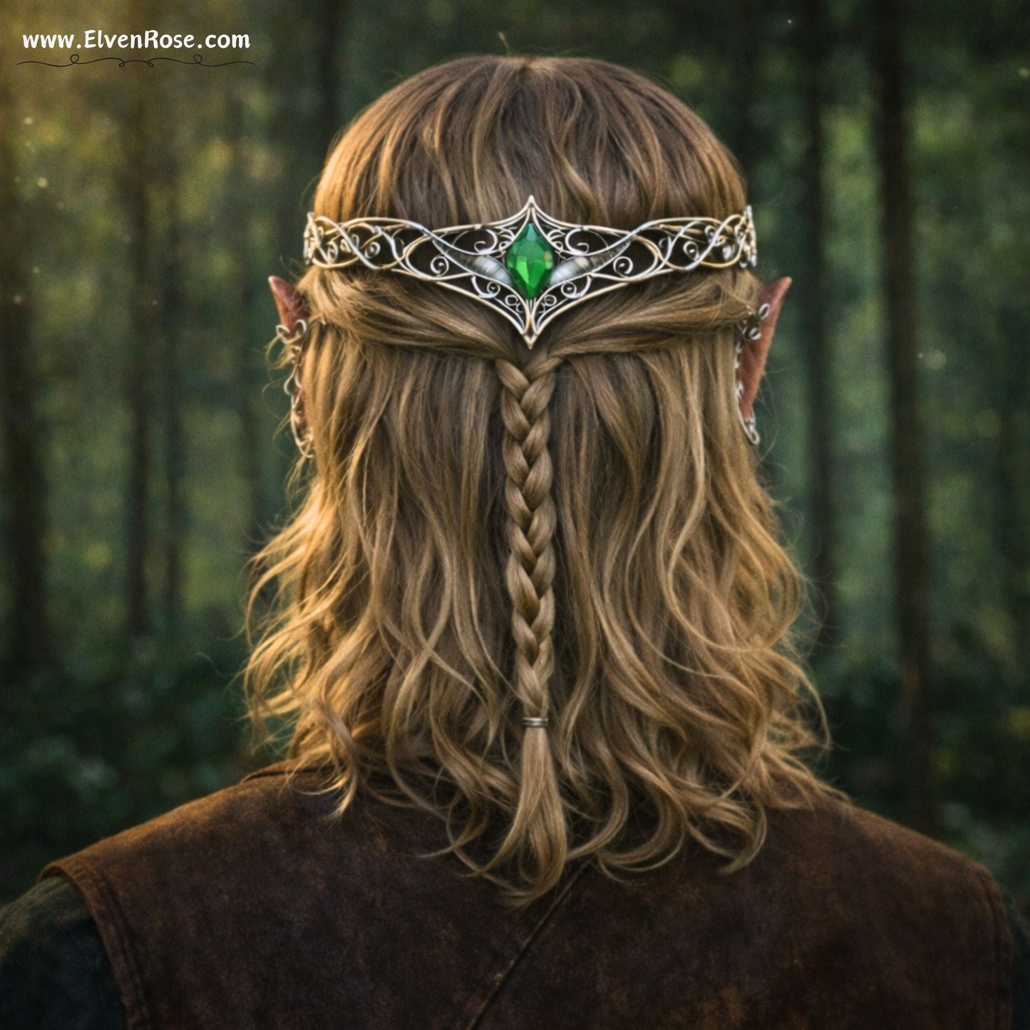 Emerald Enchantment Adjustable Elven Crown - Elven Rose