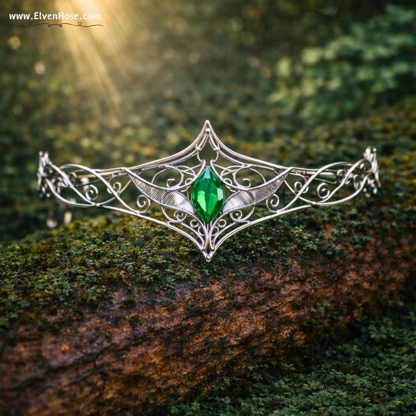 Emerald Enchantment Adjustable Elven Crown - Elven Rose